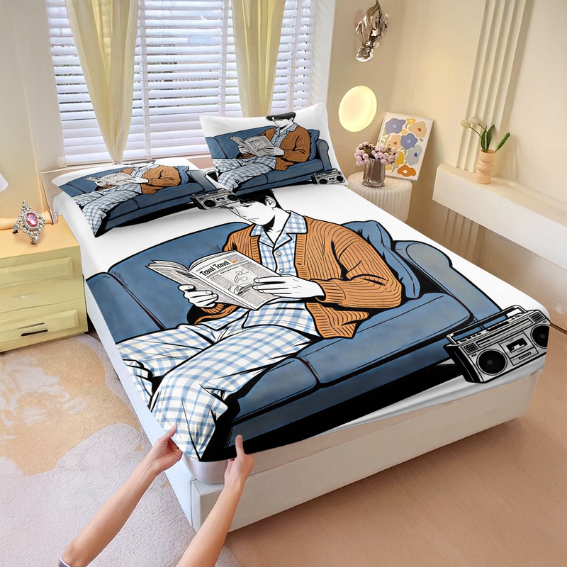 Fitted Bed Sheets Deep Pocket - Juego de sábanas ajustables con estampado