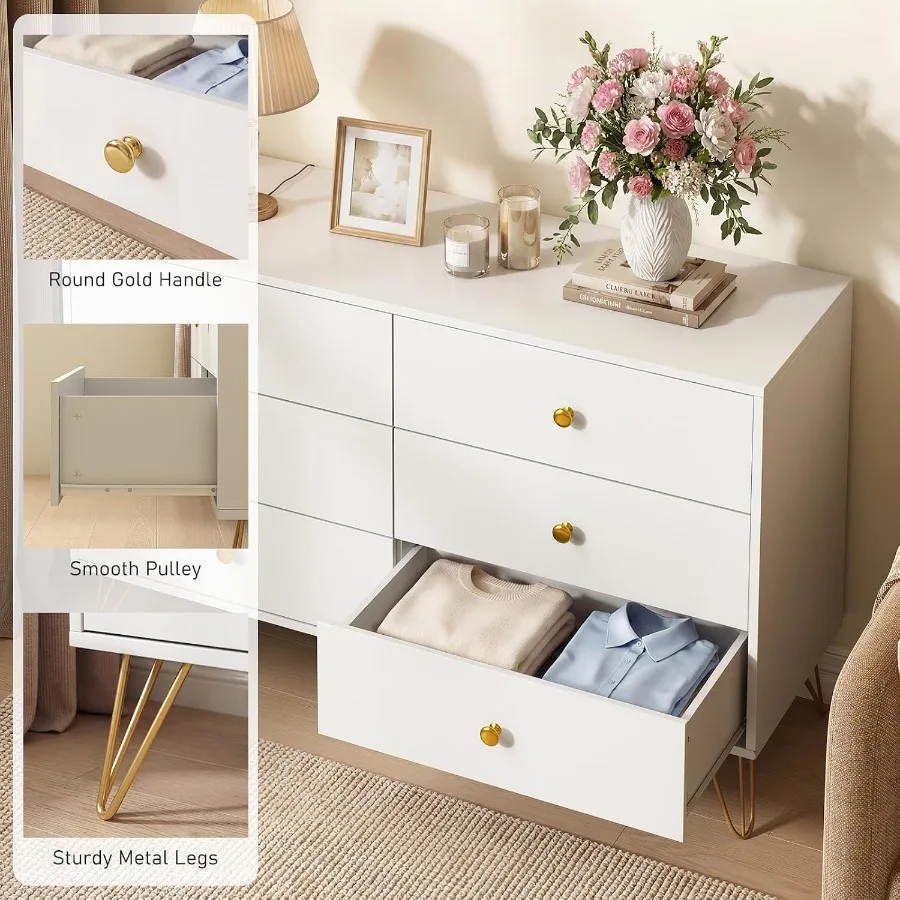 Cómoda blanca con 6 cajones y  - Storage & Organization reseña y precio