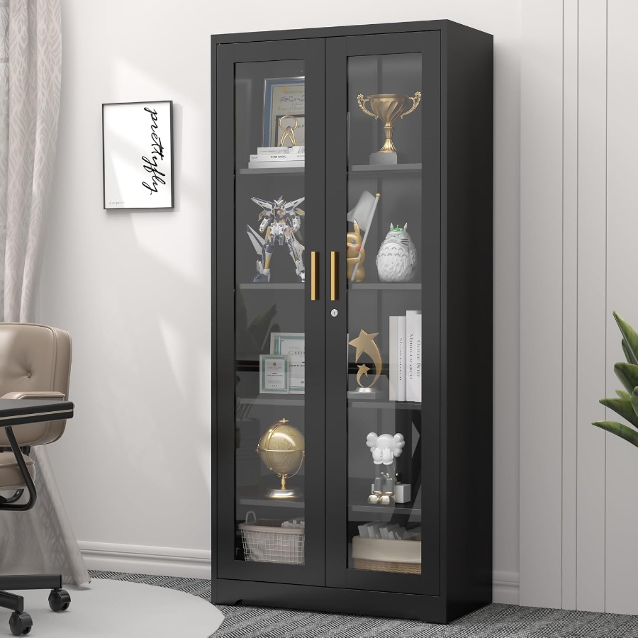 Vitrina de cristal con cerradu - Storage & Organization reseña y precio