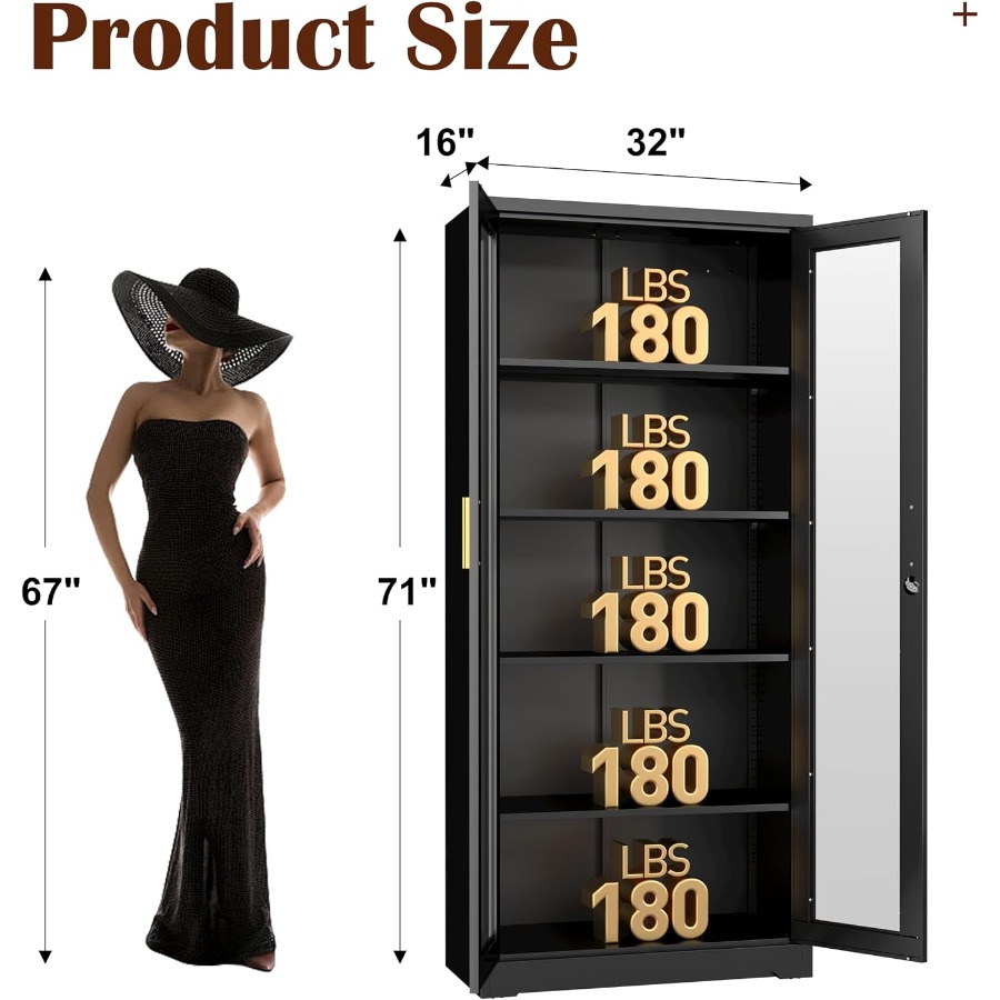 Vitrina de cristal con cerradu - Storage & Organization reseña y precio